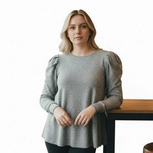 Green Envelope Gray Top sz 3X